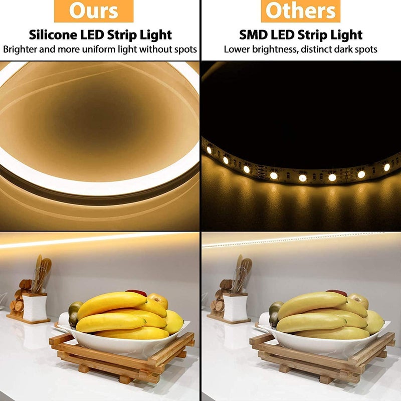 Lamomo أضواء نيون LED من لامومو، أضواء شريط LED دافئة بيضاء قابلة للتعتيم 12 فولت، أضواء حبل نيون LED مقاومة للماء بطول 16.4 قدم/5 متر، شريط نيون LED سيليكون 3000 كلفن لتزيين غرفة النوم الداخلية في المنزل (شامل محول الطاقة) - Image 3